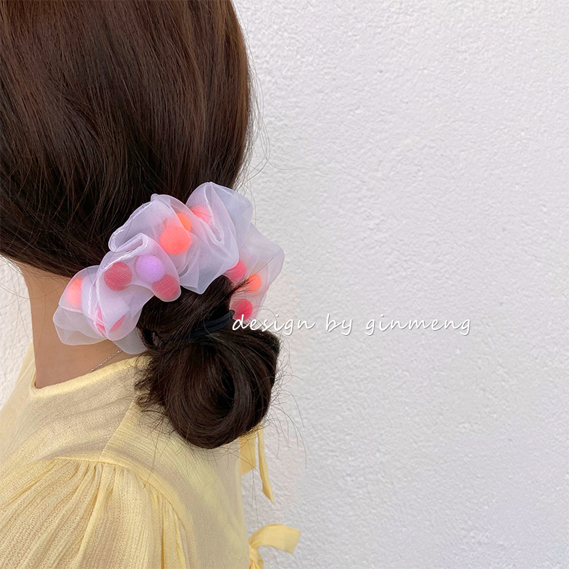 COMBO 5 DÂY CỘT TÓC VOAN CÓ HẠT VẢI POM POM
