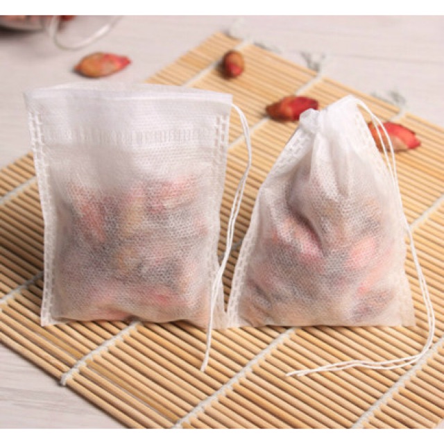 (8*10 cm) 10 Túi Lọc Trà Vải Có Dây Buộc