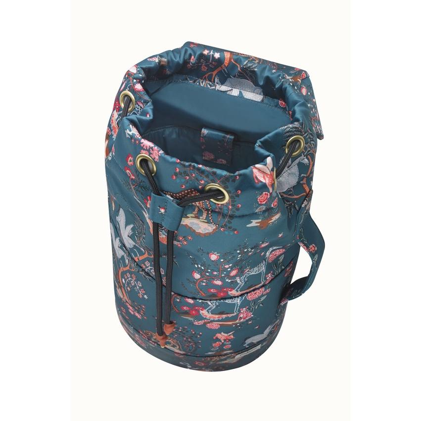 Cath Kidston - Ba lô đi học/đi làm/du lịch/Recycled Satin Duffle Backpack - Painted Kingdom - Teal -1041668