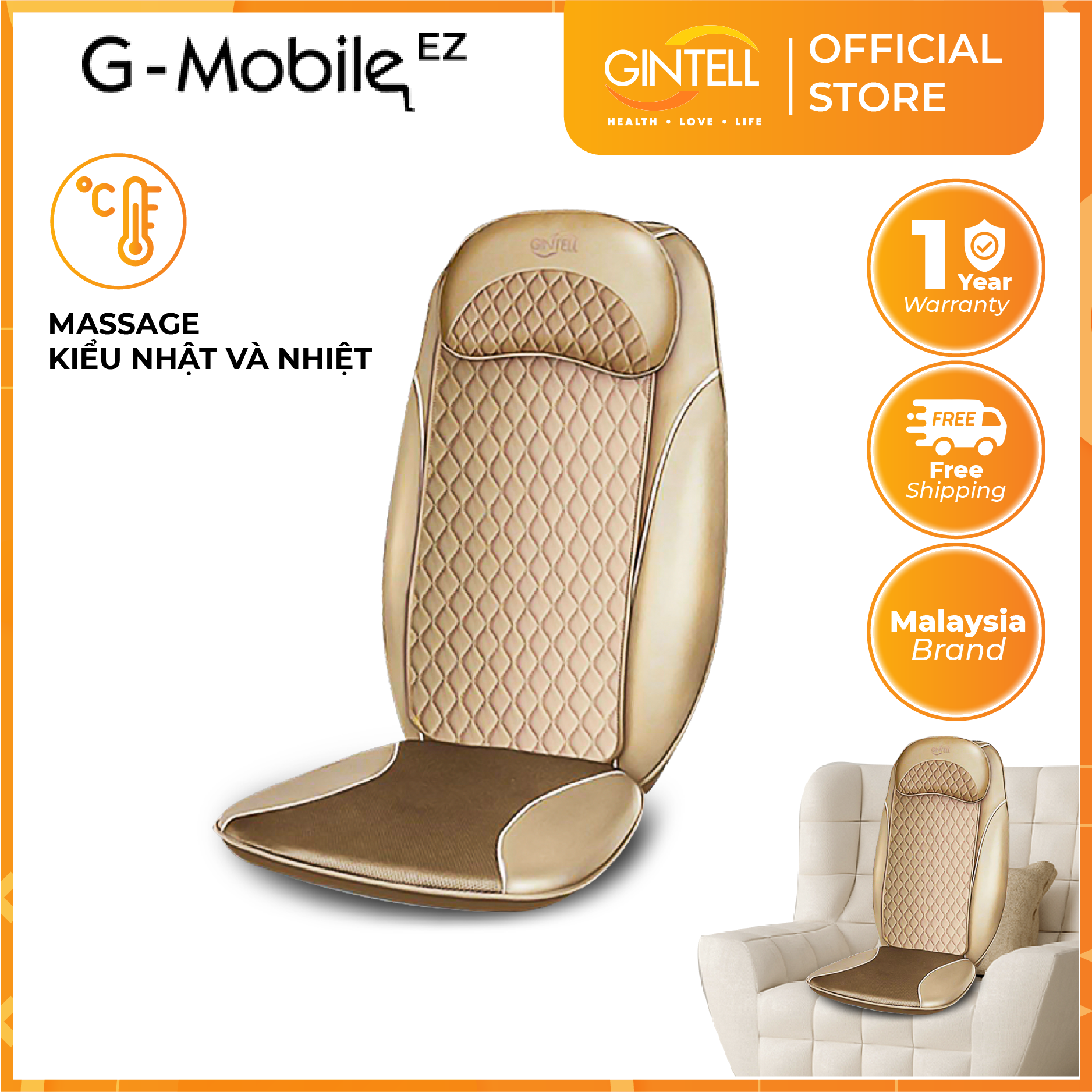 Đệm Massage Gintell G-Mobile Màu Kem