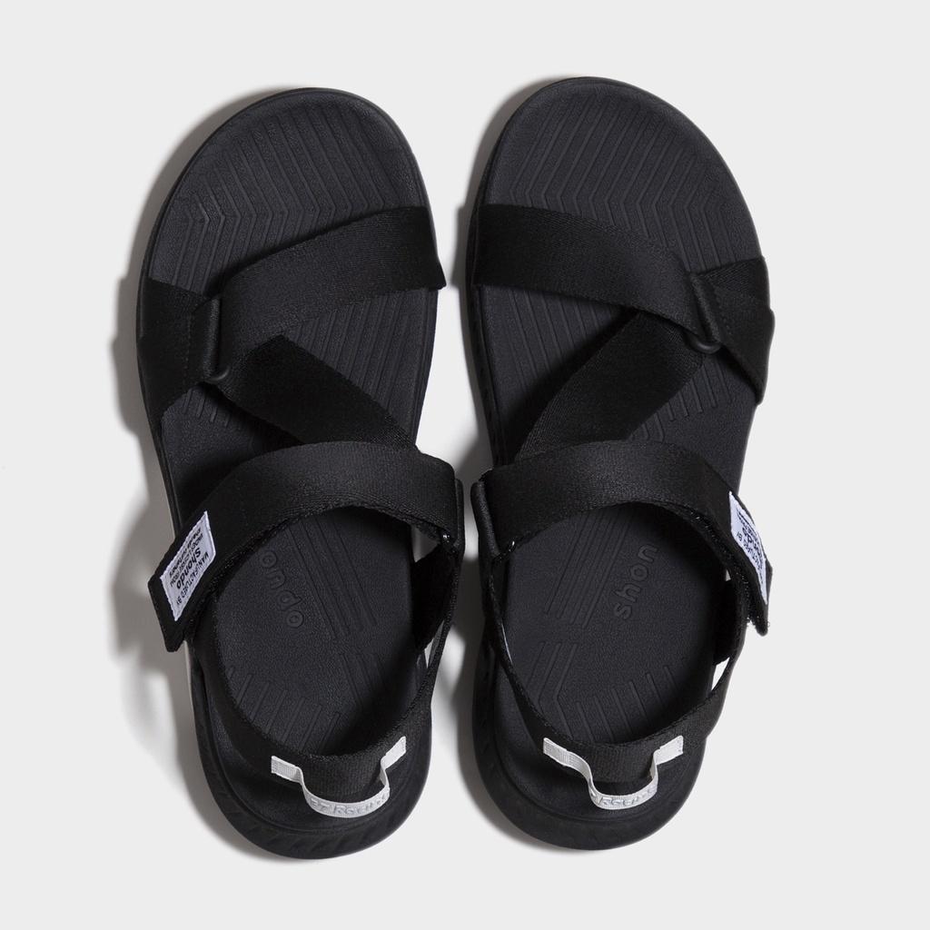 Giày Sandals Nam Nữ Unisex Shondo F7 Racing Đế Đen Phối Trắng Quai Đen F7R1010