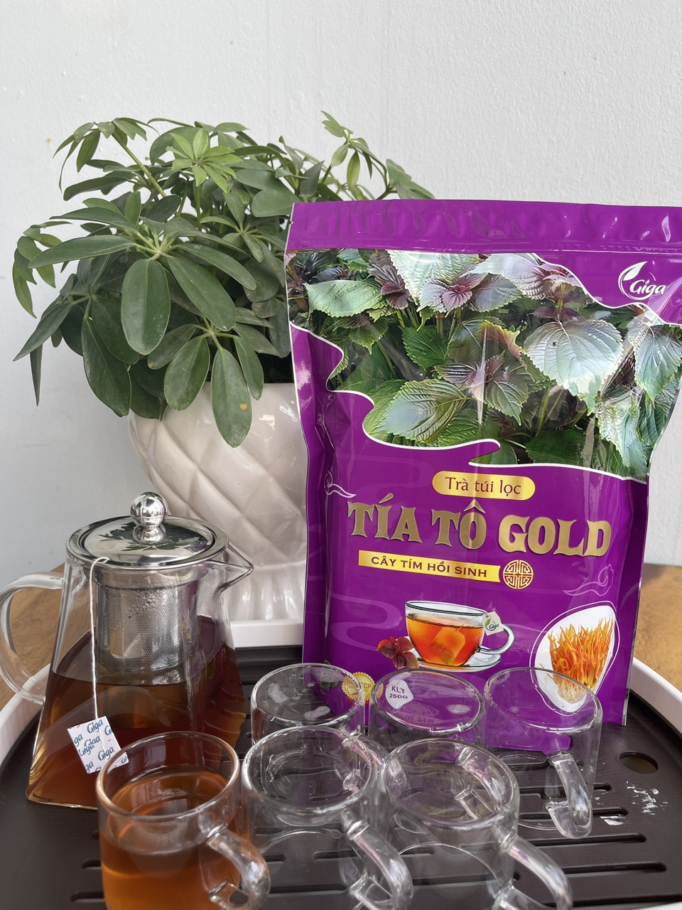 Trà Túi Lọc Tía Tô Gold Giga - Giúp Thanh Nhiệt Giải Độc Mát Gann