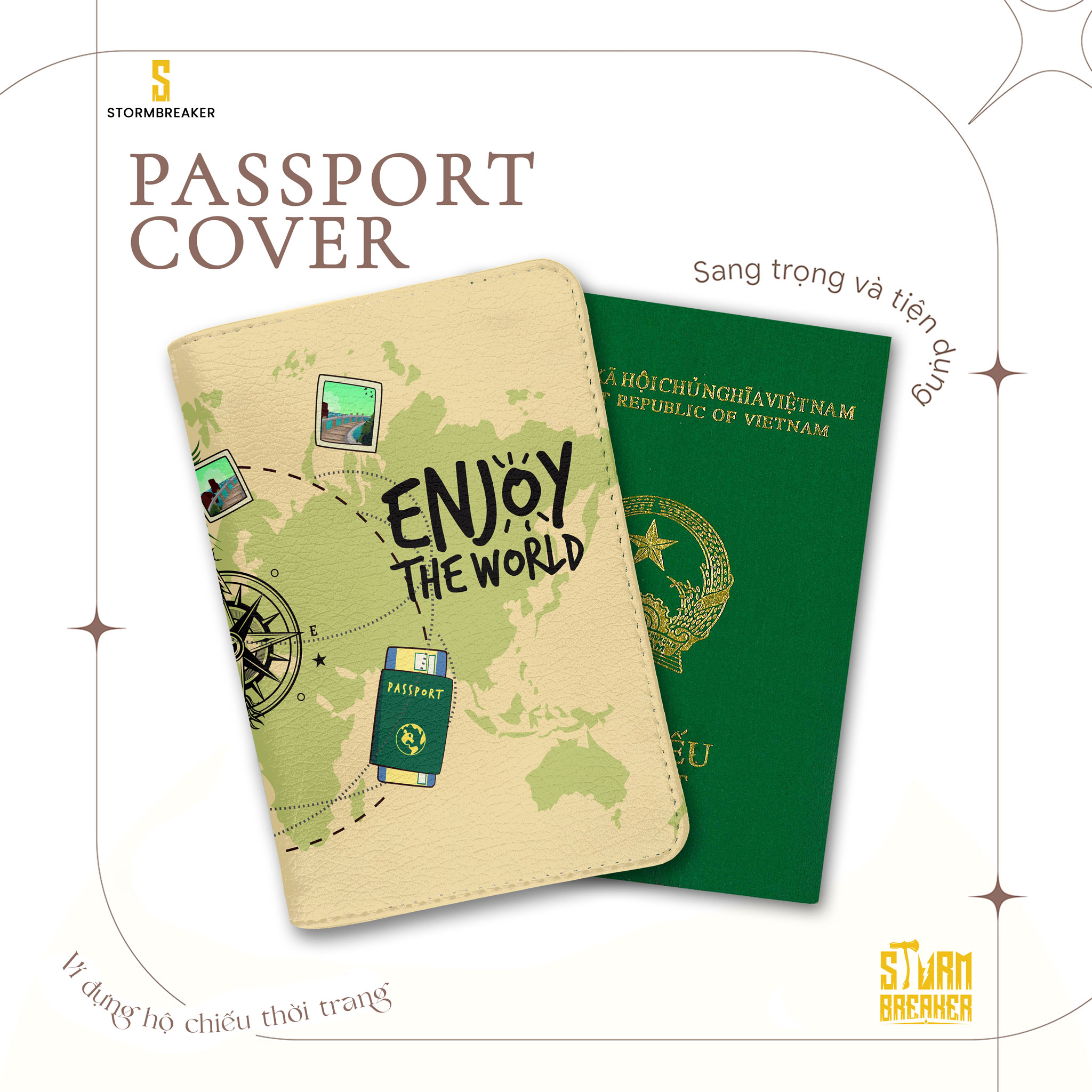 Ví Passport Du Lịch TRAVEL - Bao Da Hộ Chiếu STormbreaker Siêu Dễ Thương - Passport Cover Holder ENJOY THE WORLD - Thiết Kế Đơn Giản - Tinh Tế - Hình Ảnh Sắc Nét - TAT002