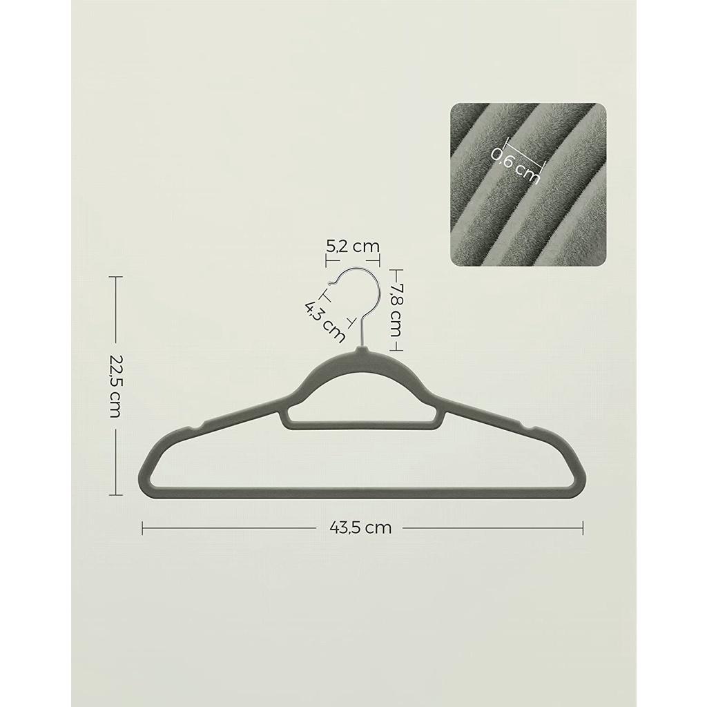 Móc Treo Quần Áo Songmics Velvet Coat Hanger 50 Cái, Bọc Nhung, Độ Mở Lý Tưởng Treo Quần Áo, Nhập Đức - Hồng