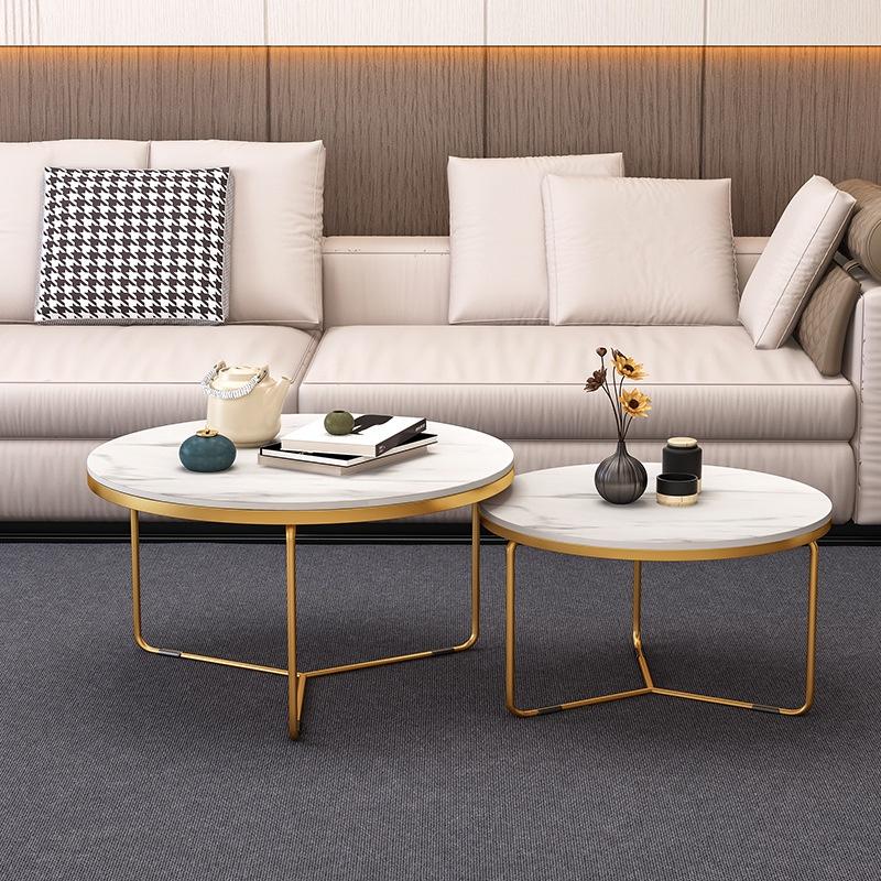 Bàn trà Funhouse mặt đá vân mây, khung thép sơn tĩnh điện cao cấp. Bàn sofa phong cách Bắc Âu - A14