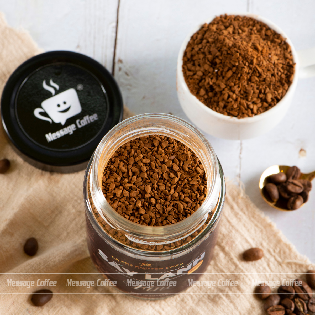 Hình ảnh Cà Phê Hòa Tan Sấy Lạnh FINE Cao Cấp, tinh chất cafe rang xay nguyên chất, tiện lợi, dùng liền từ Message Coffee