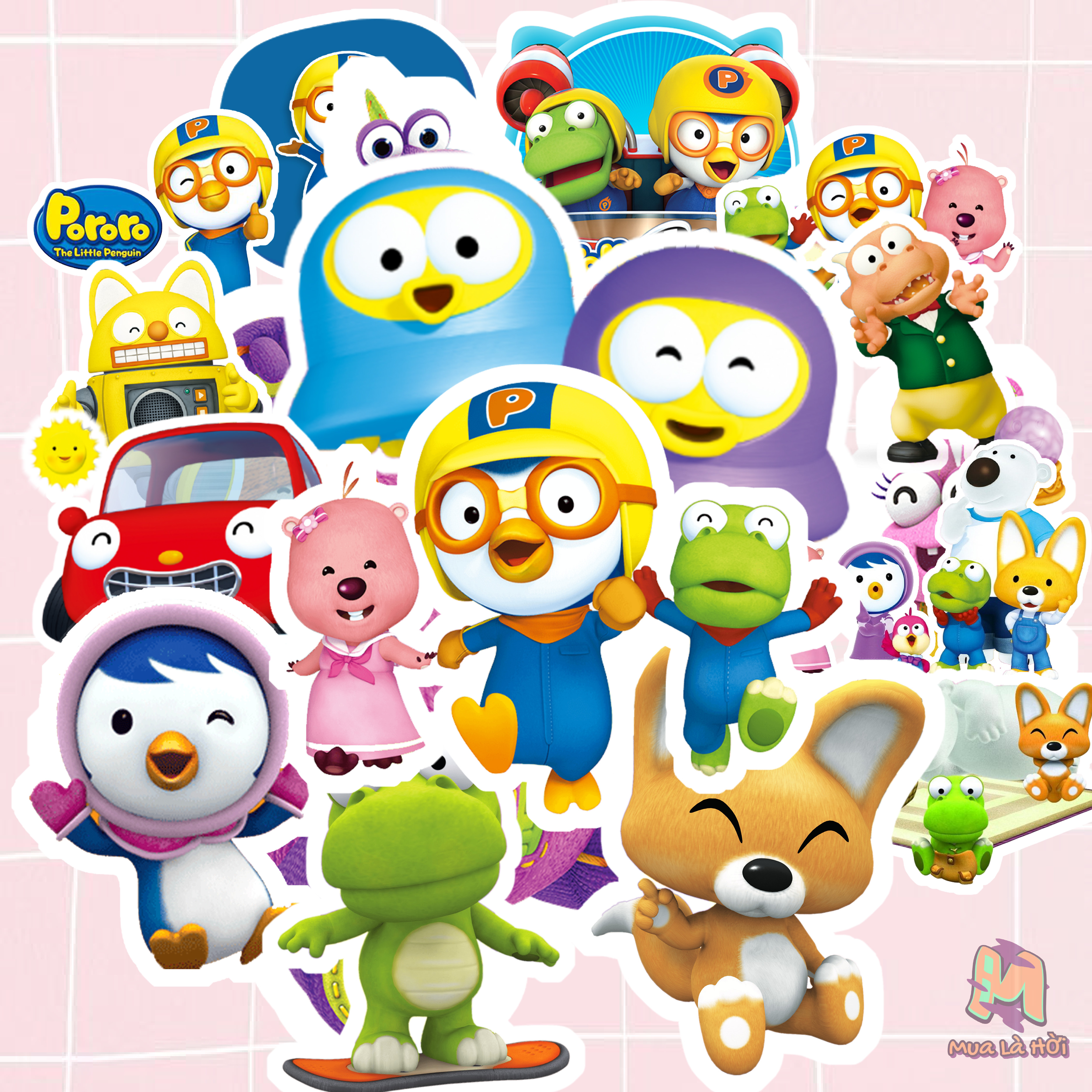 Miếng dán Stickers chủ đề Chú chim cánh cụt Pororo