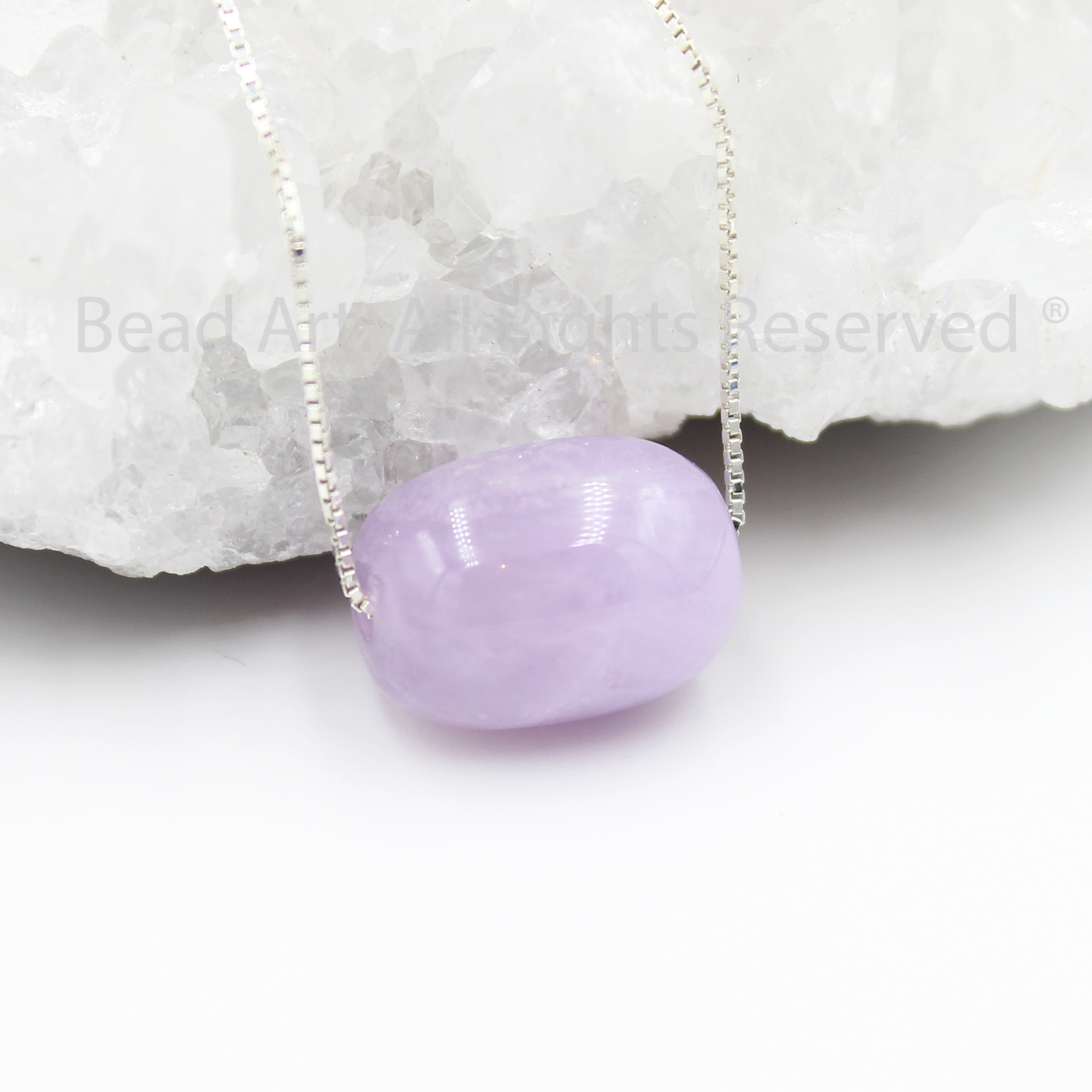 Dây Chuyền 14x10MM Thạch Anh Tím, Amethyst Tự Nhiên Và Bạc 925, Mệnh Hoả, Thổ Vòng Cổ, Trang Sức Phong Thuỷ - Bead Art