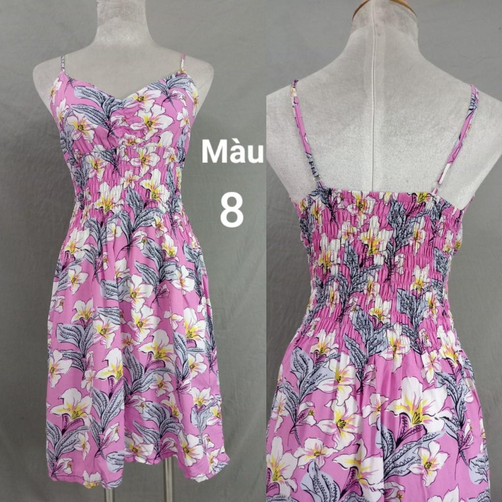 Đầm 2 dây ngắn Lanh Thái, nhiều màu, giá rẻ