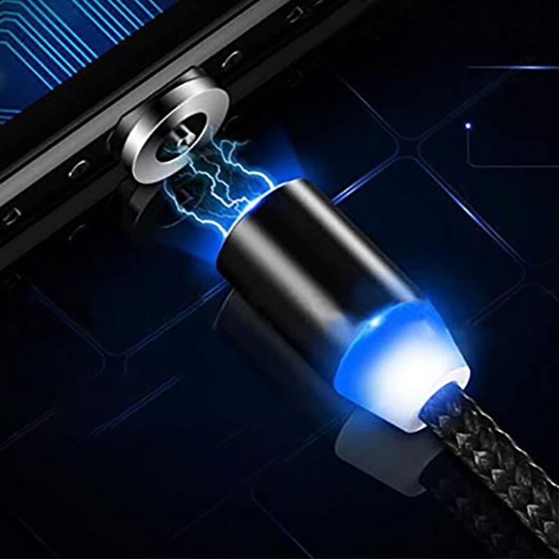 Cáp Sạc Nhanh 360 Độ Tròn Max 2.4a Có Đèn Led Báo Hiệu Cho Điện Thoại
