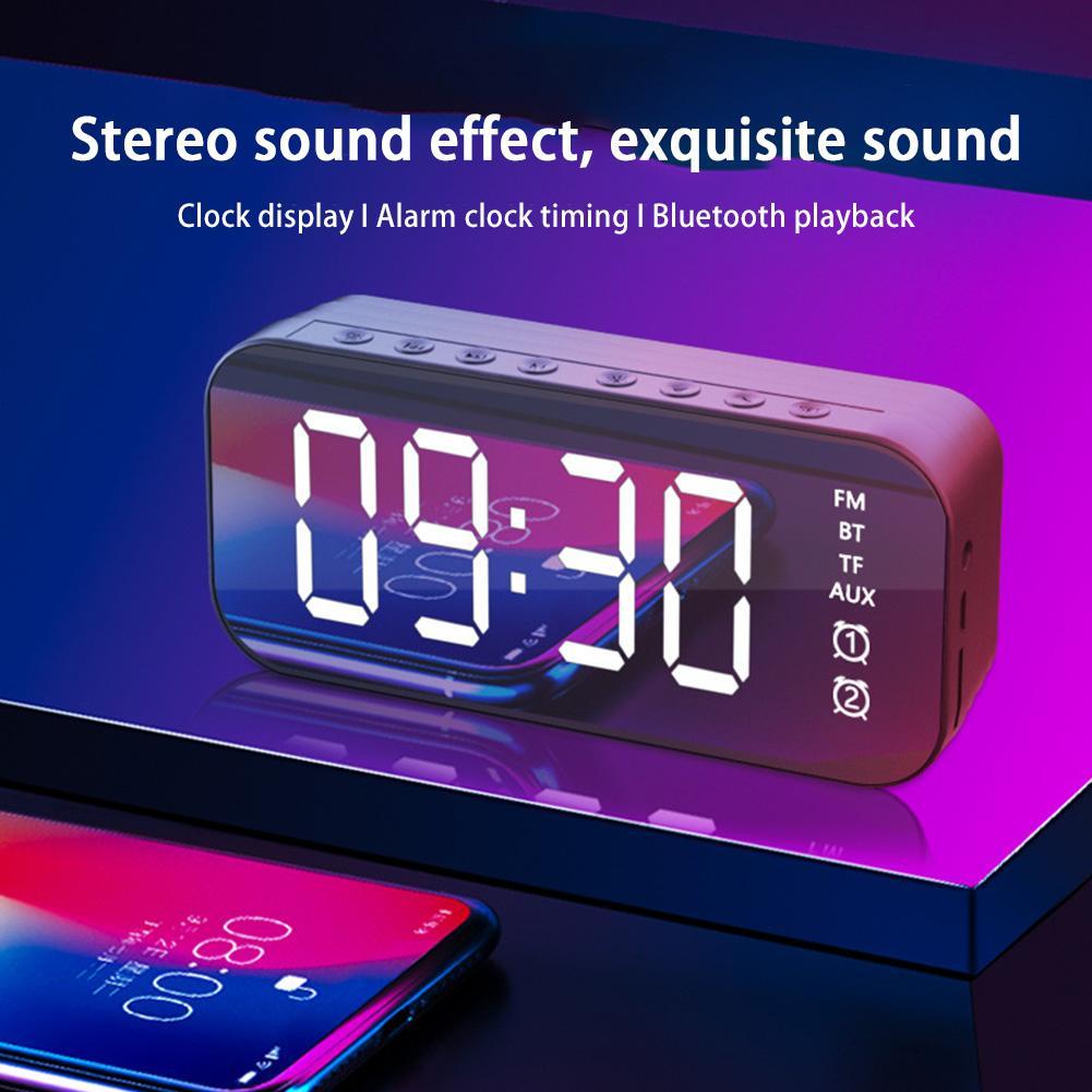 Loa Bluetooth không dây có đài FM Mini Thẻ di động Gương Đồng hồ báo thức Di động Cài đặt Bluetooth ngoài trời cho tất cả điện thoại Màu sắc: A18 Trắng