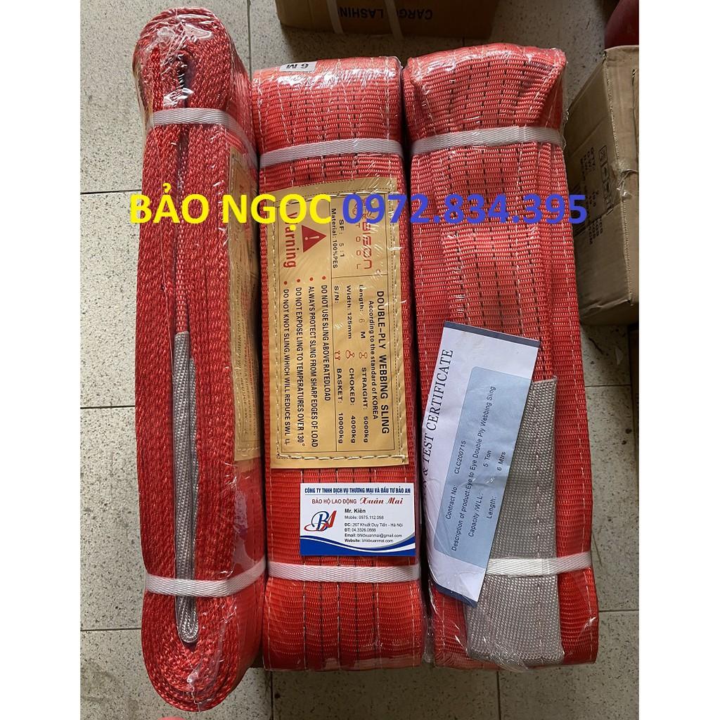 Dây cáp vải cẩu hàng 5 Tấn - bản 125mm - Hệ số 5:1 - 8 Mét