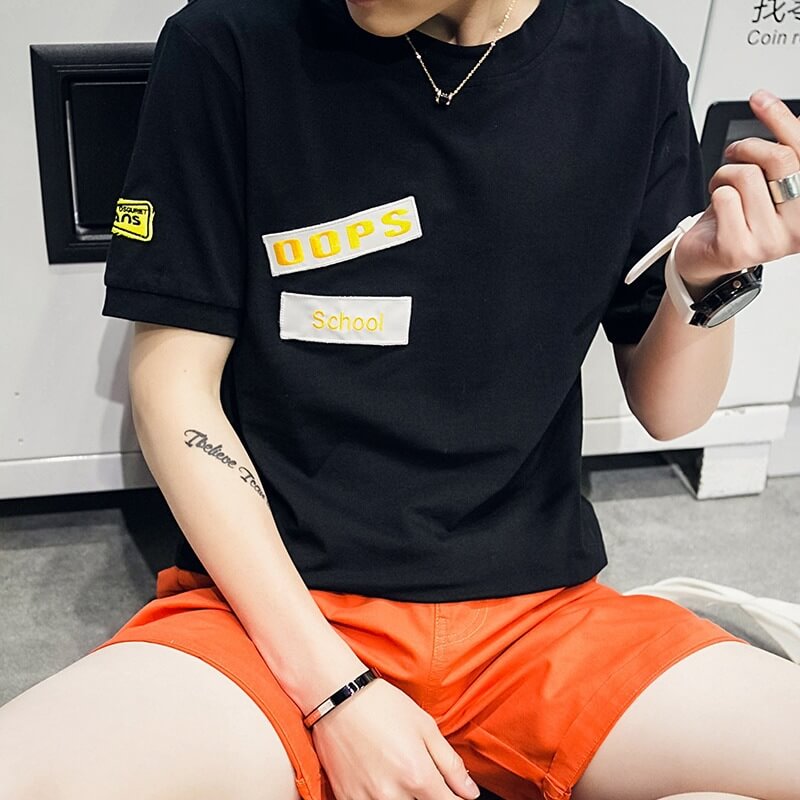 Áo T-shirt nam, cổ tròn, cộc tay, họa tiết in hoa, phong cách cá tính, phong cách Hàn TA73
