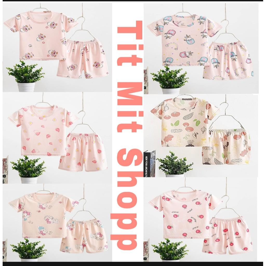 Bộ Cộc Tay Cotton Lạnh Hàng Quảng Châu Cực Đẹp Cho Bé gái
