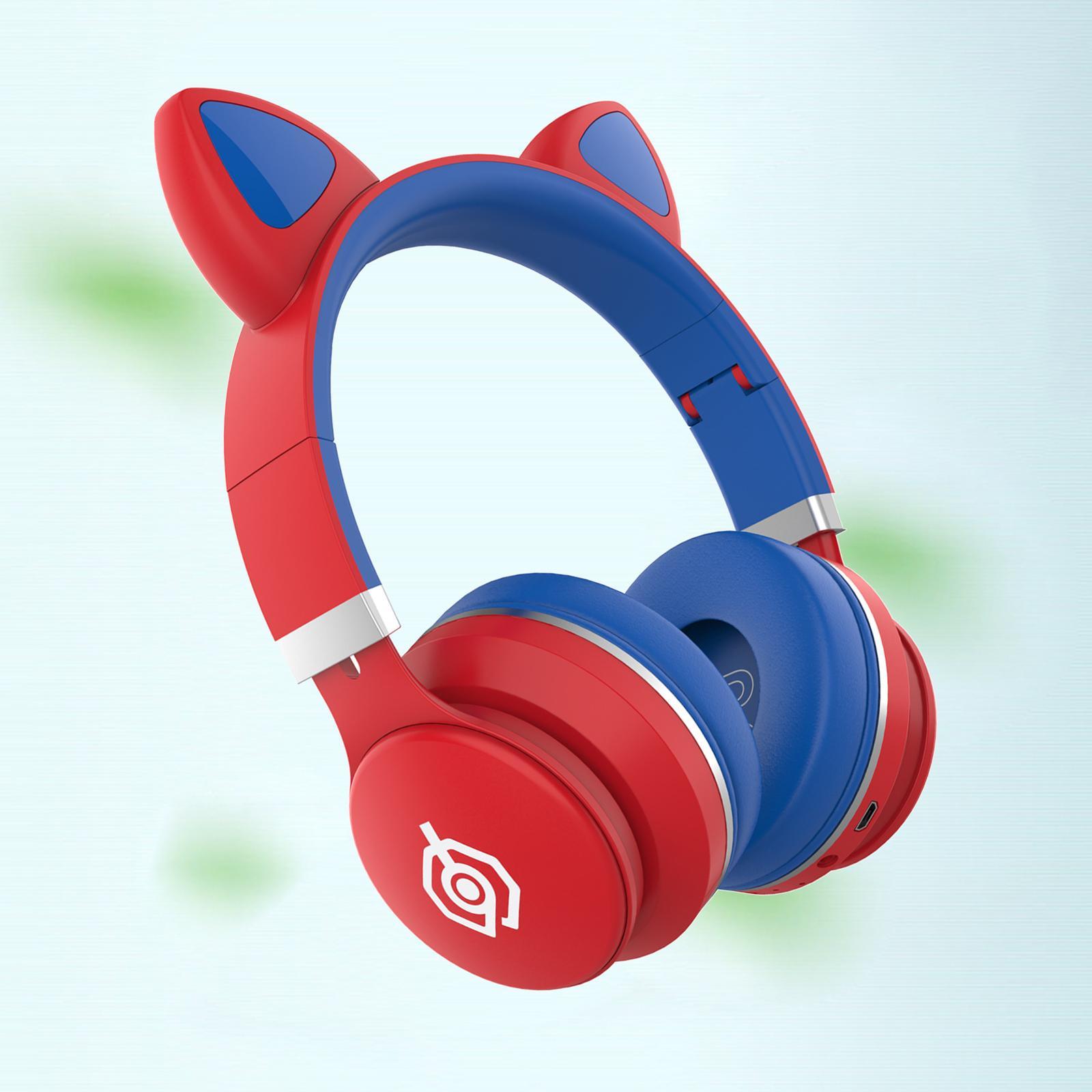 Universal Cat Ear Cartoon Bluetooth Headset Stereo Headphones Mic