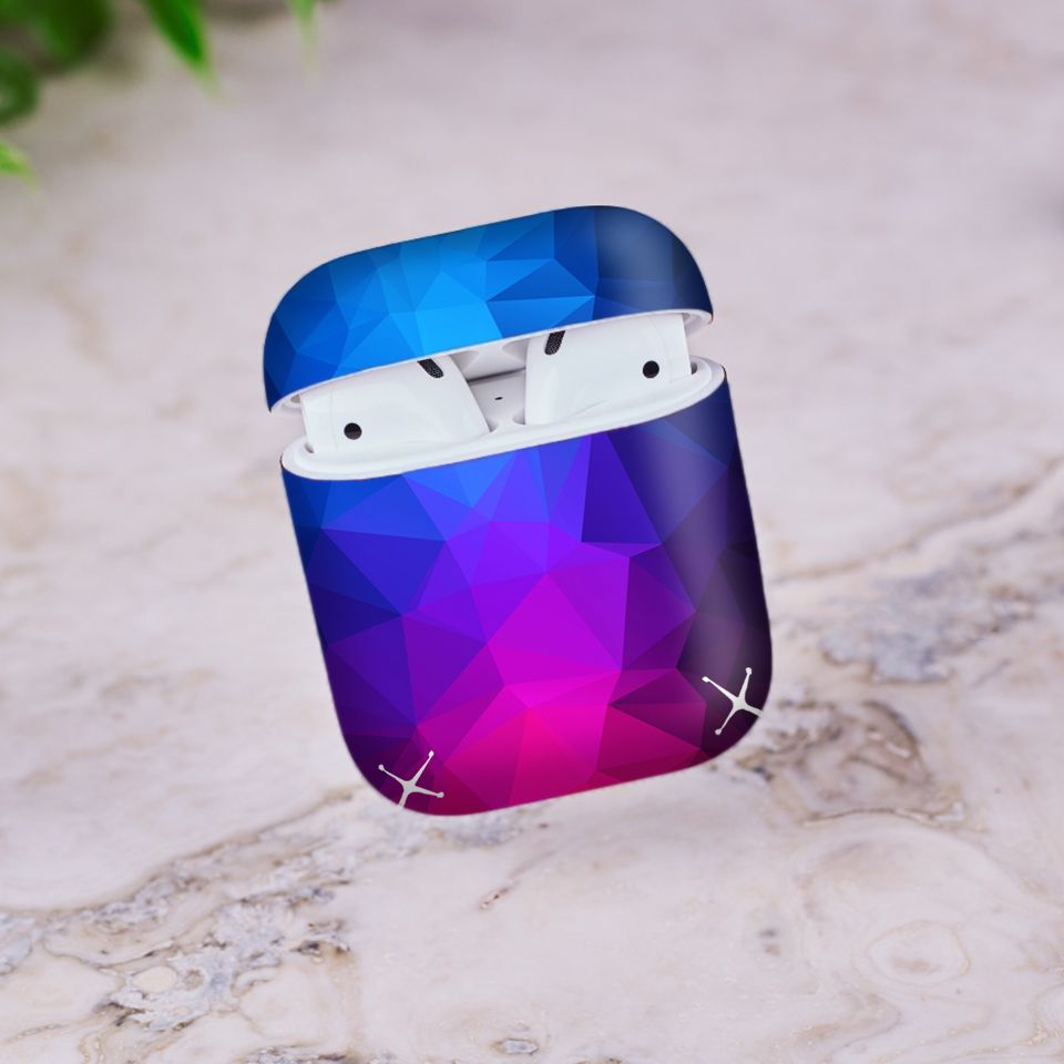 Miếng dán skin chống bẩn cho tai nghe AirPods in hình Vân kim cương - BG0025 (bản không dây 1 và 2)