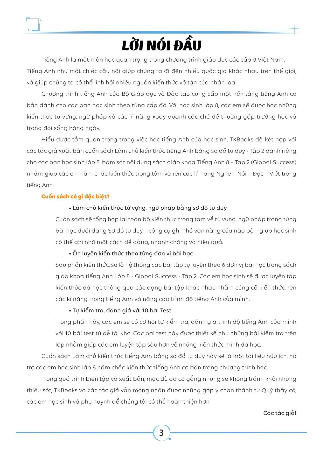 Làm Chủ Kiến Thức Tiếng Anh Bằng Sơ Đồ Tư Duy Lớp 8 - Tập 2