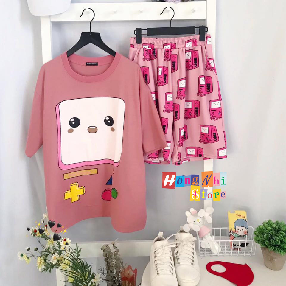 Quần Short Cartoon Unisex Hình Hộp Hồng - Quần Đùi Hoạt Hình Siêu Cute - MM