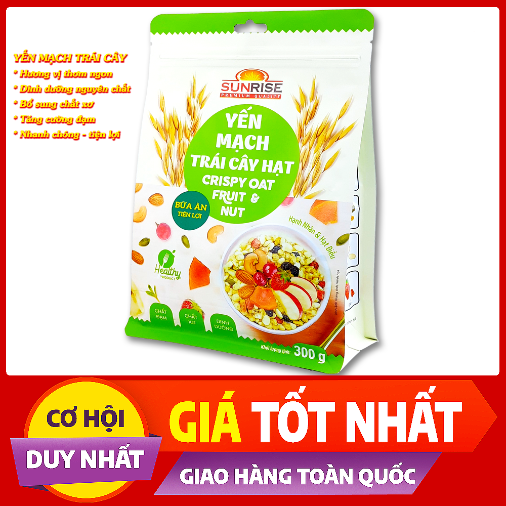 Yến mạch trái cây Sunrise bổ sung hạt dinh dưỡng ăn kiêng giảm cân gói 300g