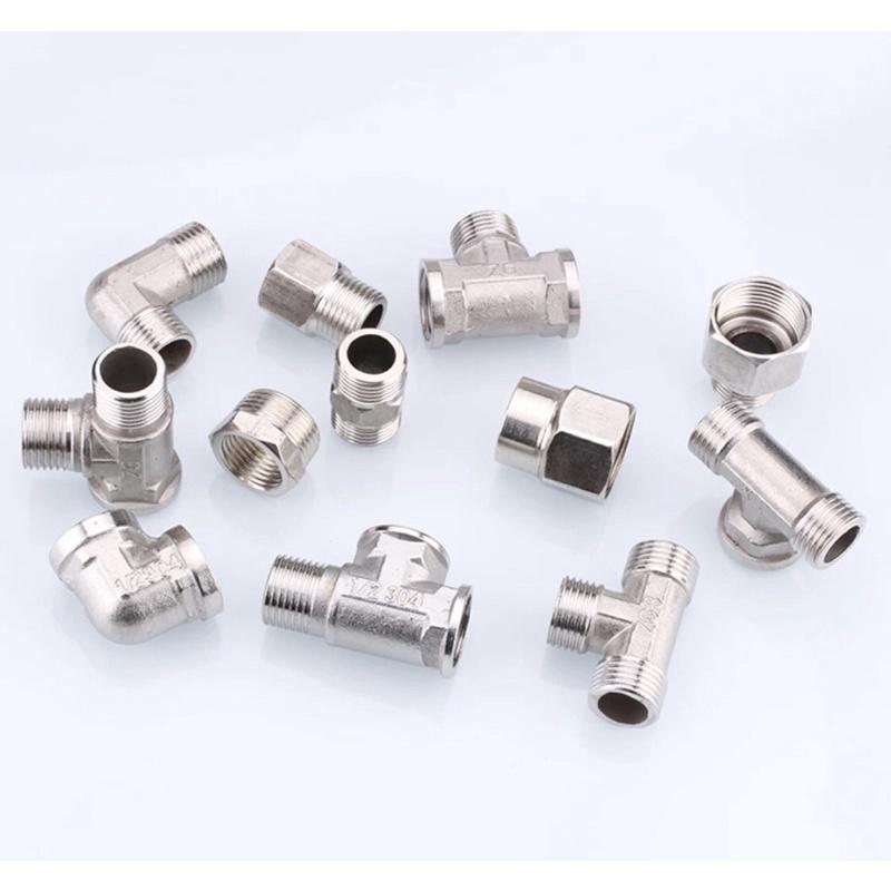 Đầu nối ren inox 1/2  3/4  kép lơ cả rá măng sông nối ren ống nước - Inox bóng