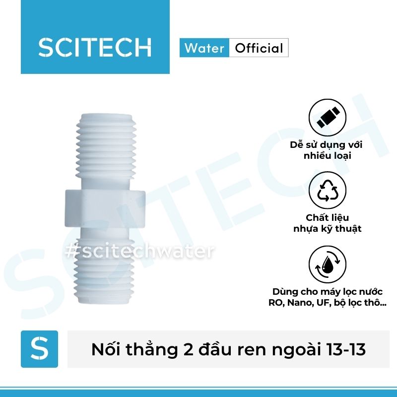 Nối thẳng 2 đầu ren 13/21/27 dùng trong máy lọc nước - Hàng chính hãng