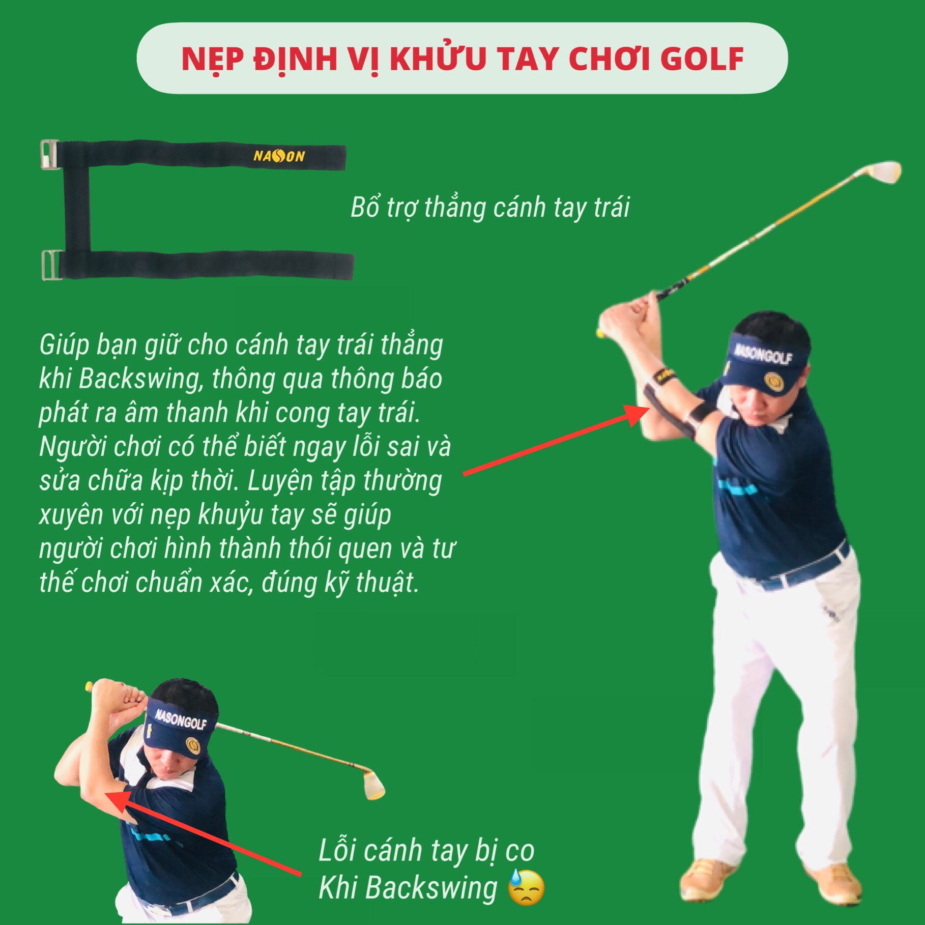 NẸP ĐỊNH VỊ KHỬU TAY CHƠI GOLF | NASON