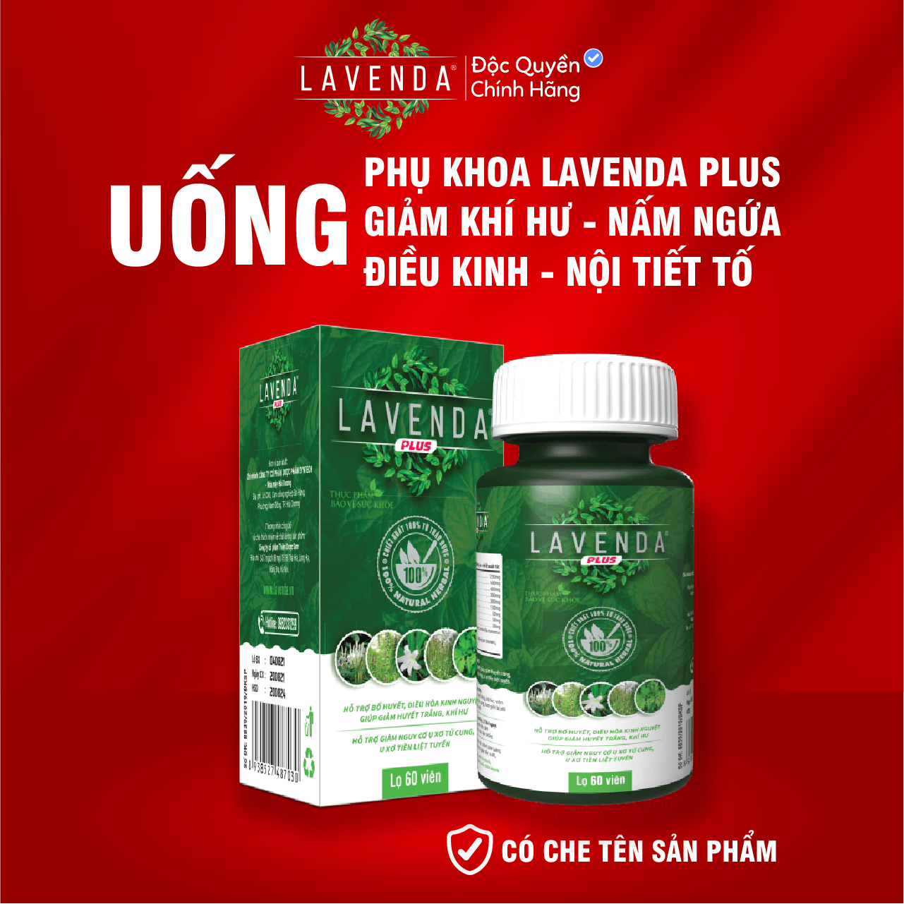 Viên uống phụ khoa Lavenda Plus bảo vệ sức khỏe, nhanh chóng đẩy lùi các triệu chứng bệnh phụ khoa, điều hòa kinh nguyệt, giảm huyết trắng, khí hư, ngăn ngừa viêm nhiễm nấm ngứa phụ khoa