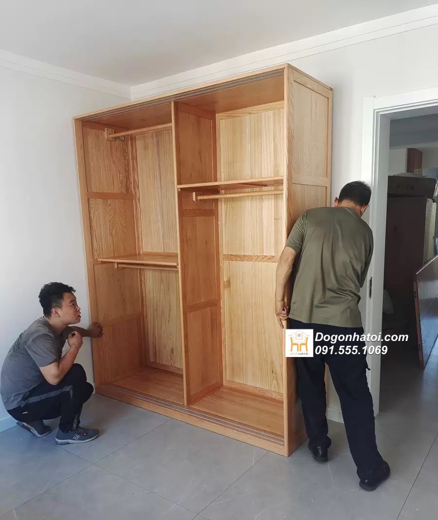 Tủ quần áo của lùa 2 cánh gỗ sồi tự nhiên 2m x 1m8 - TA215