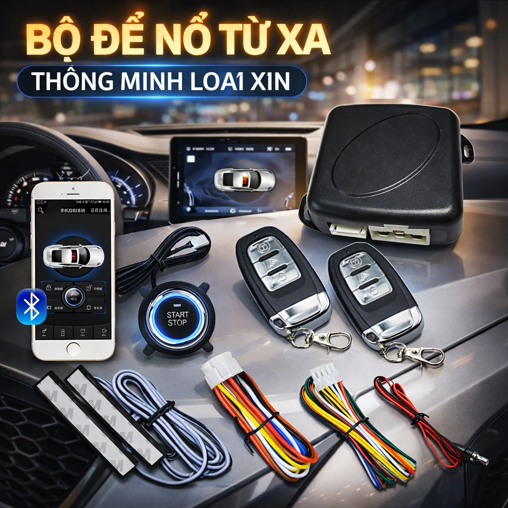 Bộ Đề Nổ Từ Xa Ô Tô Mẫu PKE Loại Xịn – Khởi Động Bằng App, Khóa Mở Cửa Tự Động