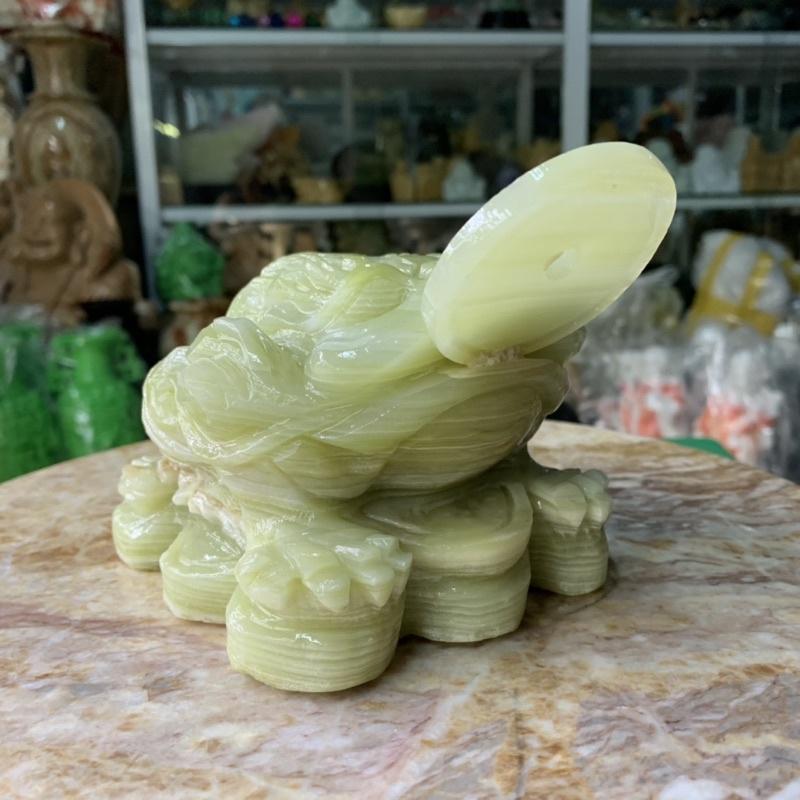 Cụ Thiềm Thừ, Cóc 3 Chân, Cóc Ngậm Tiền Phong Thuỷ Đá Ngọc Onix - ngang 15cm