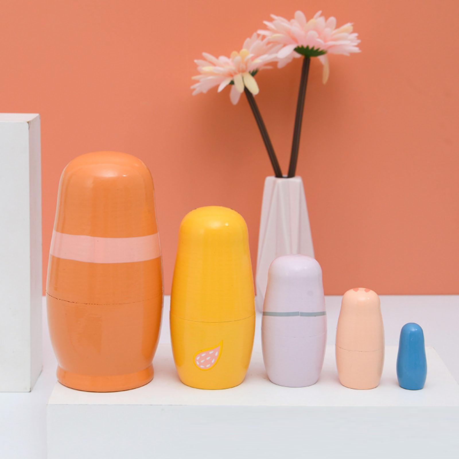 5Pcs Russian Nesting Doll Wooden Nesting Doll Handmade for Home Tabletop