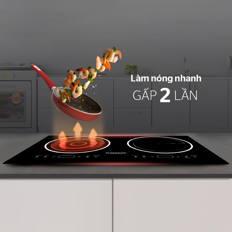 Bếp Âm Từ Đôi Sunhouse SHB9003-EC - Hàng Chính Hãng