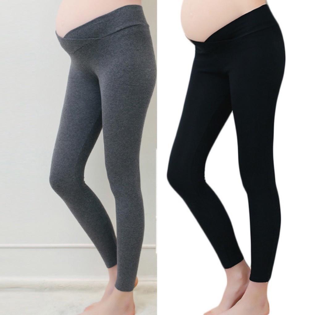 combo 1 áo bầu AD122 + 1 quần legging cạp chéo cotton co giãn thoải mái QB1111