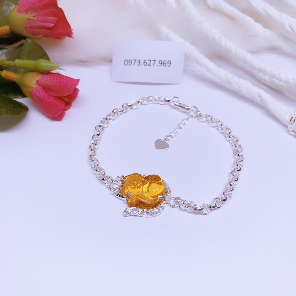 Lắc tay hồ ly dây xích bạc ta -