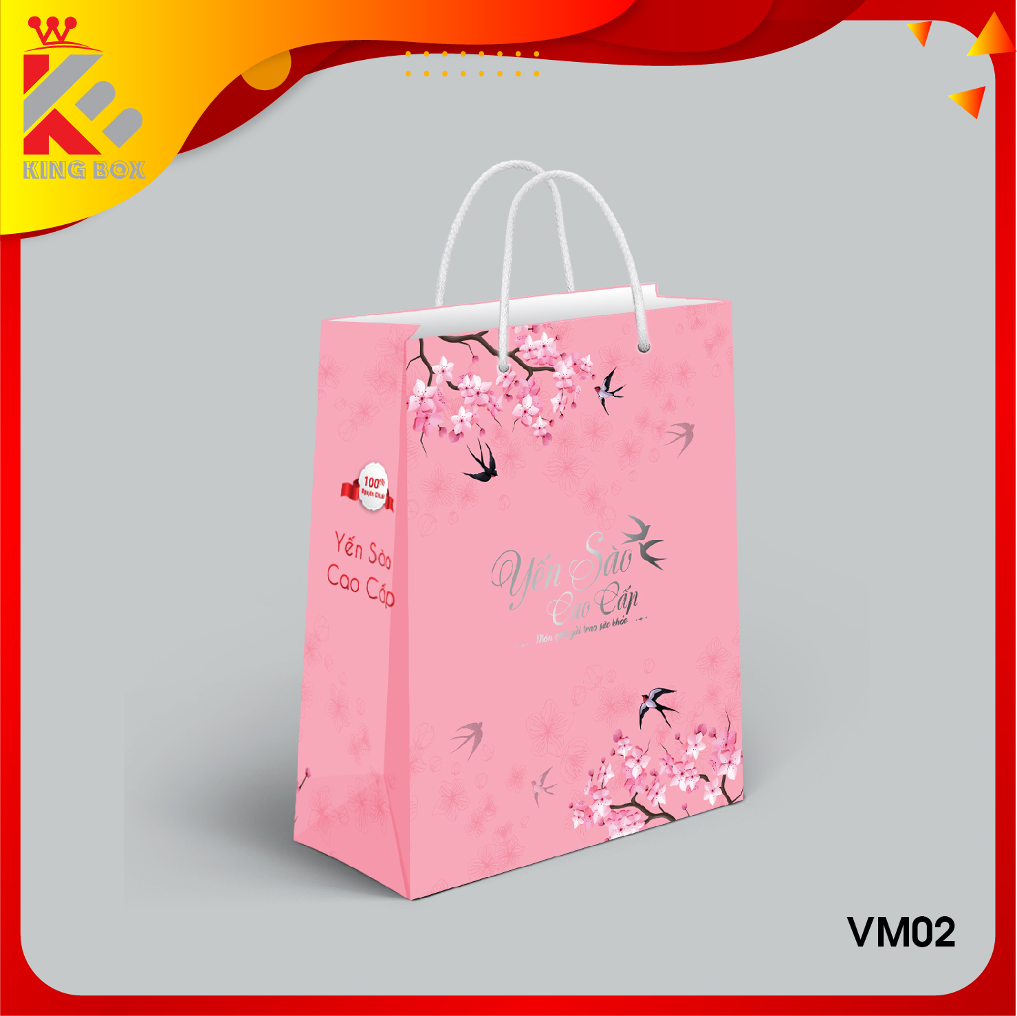 Túi giấy đựng yến sào cao cấp loại trung đựng 100g yến KING BOX