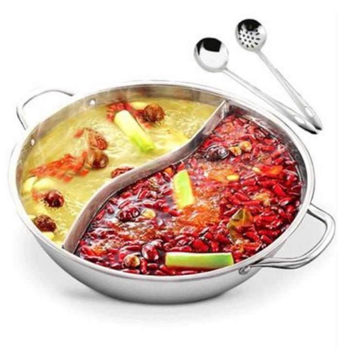 Nồi Lẩu Inox 2 Ngăn tiện lợi Size 30 cm