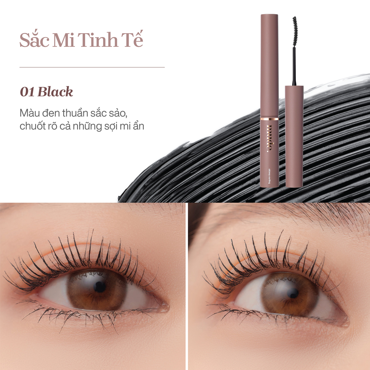 Mascara Chuốt Cong Dài Dày Mi Tự Nhiên Mude Inspire Skinny Curling Mascara (3ml)