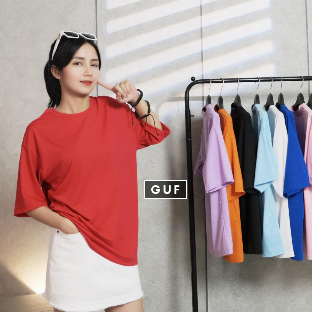 Áo Thun Tay Lỡ Form Rộng Unisex Chất Phông Cao Cấp Cho Cả Nam Nữ Trơn Màu Nóng Cho Mùa Hè GUF