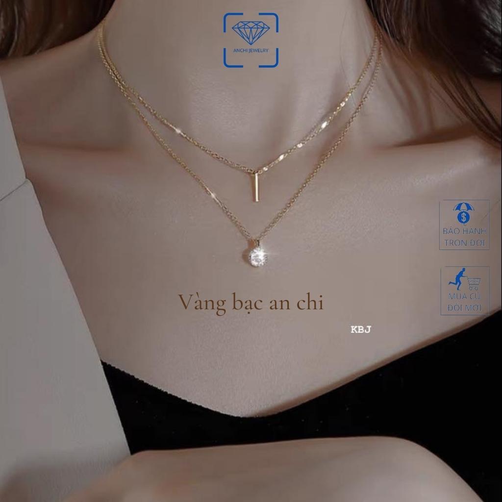 Vòng cổ 2 tầng( 2 lớp, 2 dây, 2 mặt), vòng cổ kép bạc mạ vàng, trang sức bạc Anchi jewelry