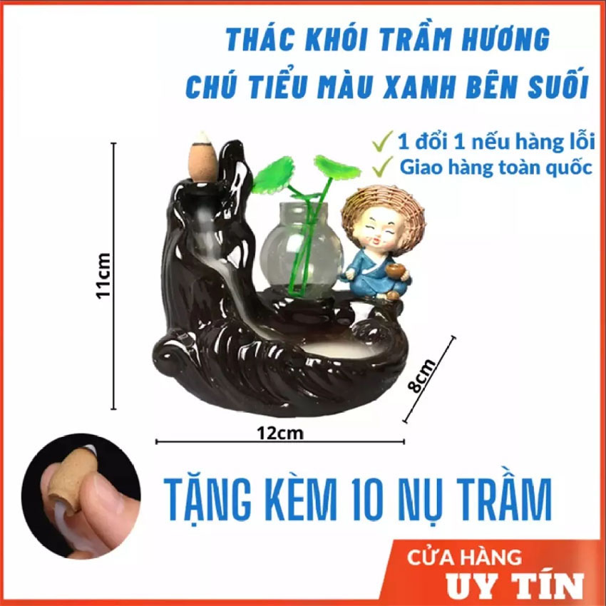 Thác Khói Trầm Hương CHÚ TIỂU XANH BÊN SUỐI tặng 10 nụ trầm, thác khói chảy ngược dùng đốt hoặc xông nụ trầm hương