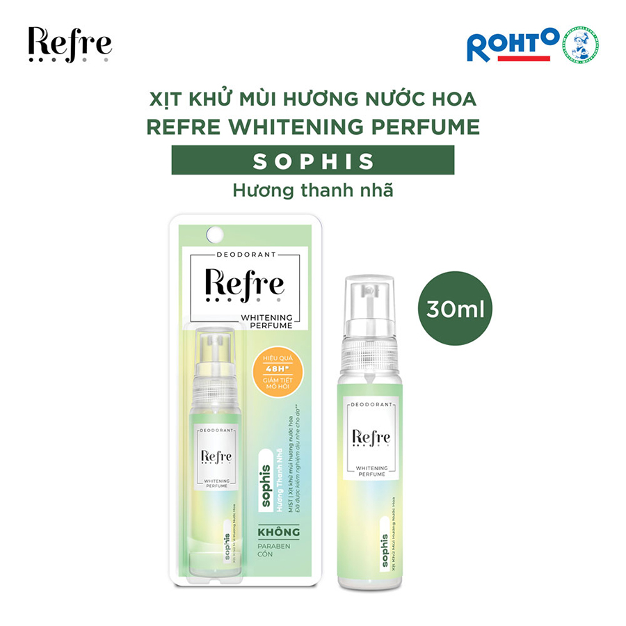 Xịt Khử Mùi Dưỡng Trắng Hương Nước Hoa Refre Whitening Sophis Hương Thanh Nhã (30ml)