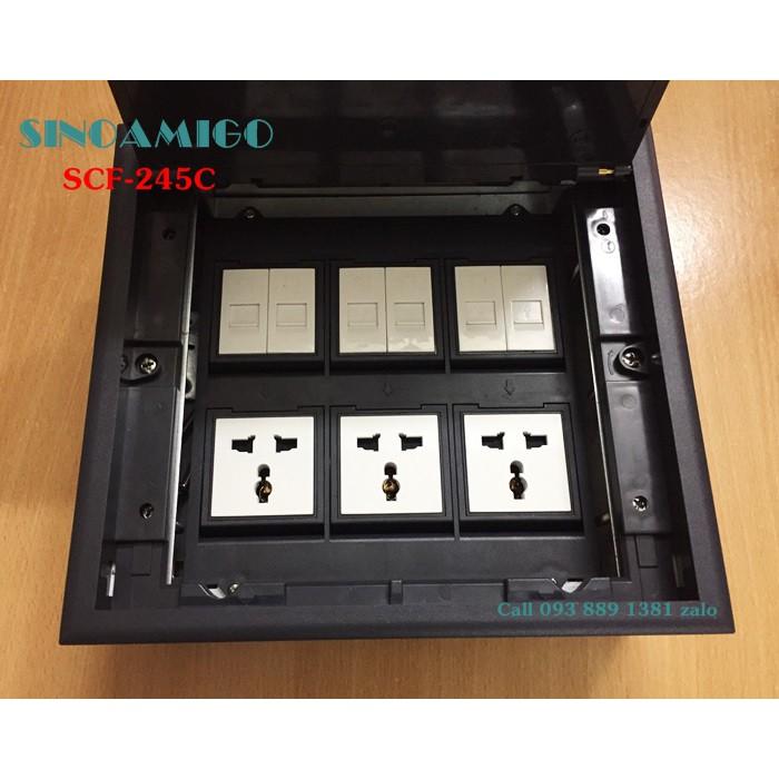 Hộp ổ cắm điện âm sàn nâng Sinoamigo SCF-245C, lắp 9-12 modules - Hàng chính hãng