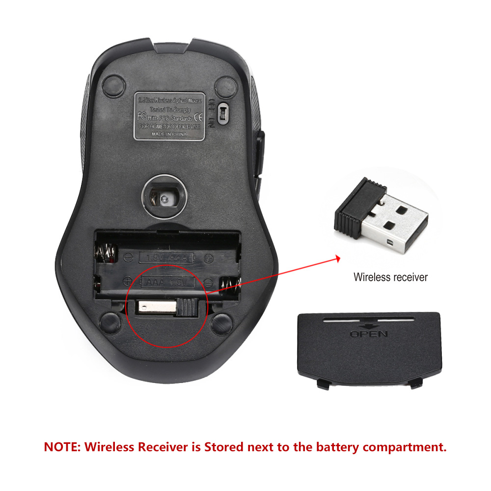 Chuột Quang 2400DPI / CPI 6d Không Dây 2.4GHz Bộ Thu USB Cho Mac PC Máy Tính Xách Tay Văn Phòng Tại Nhà