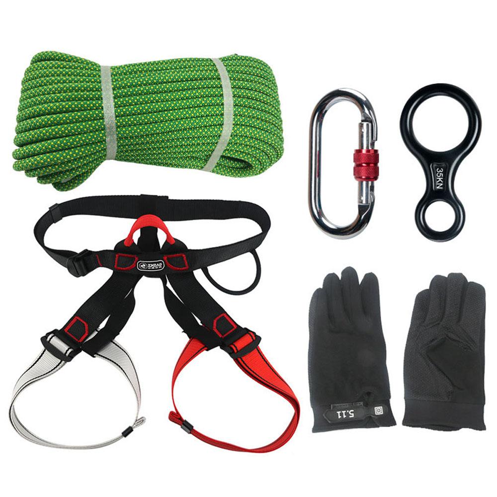 Outdoor Downhill Suit Mountaineering and Climbing Aerial Work Safety Belt Set Speed Drop Set Emergency Self-rescue Rope