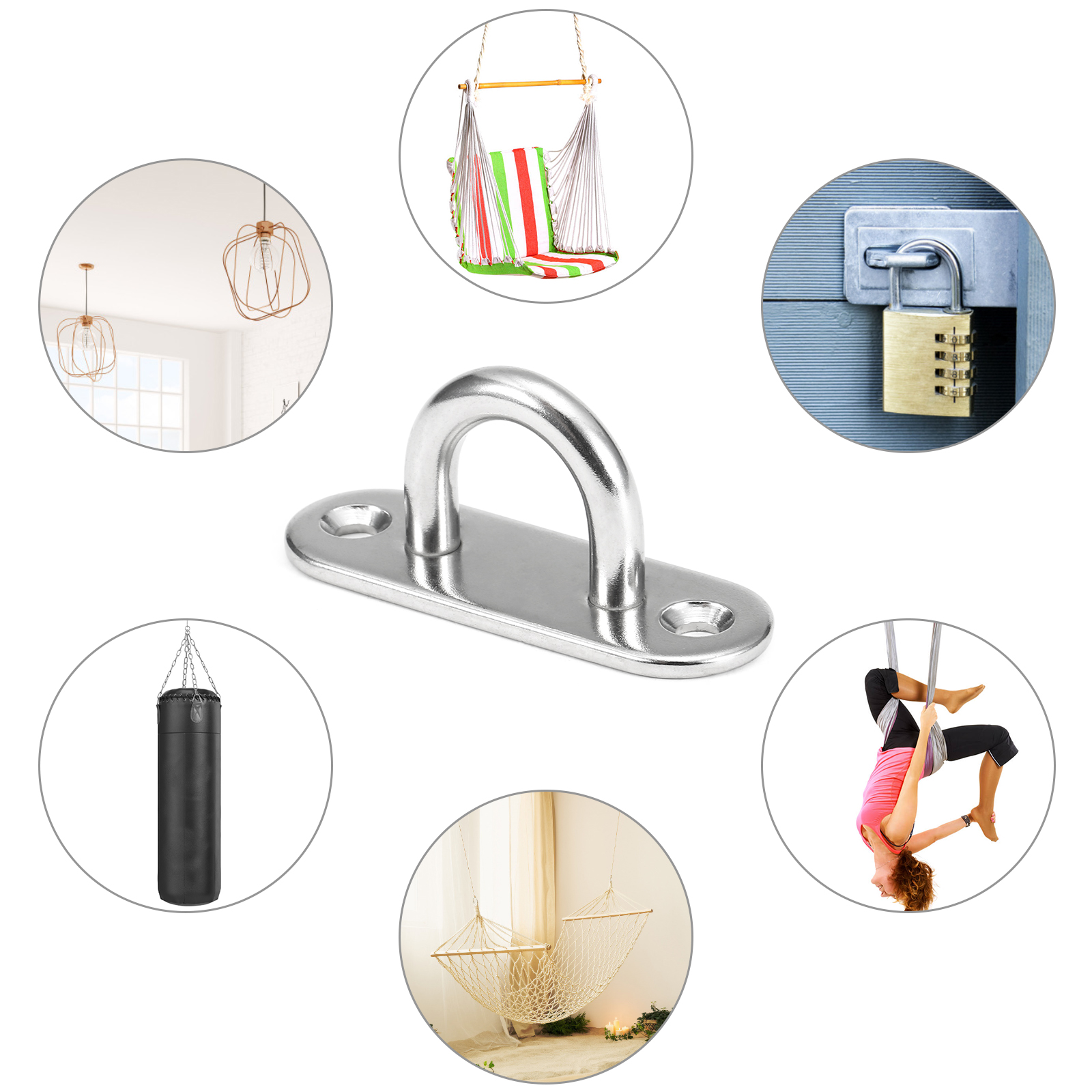 Bộ móc treo treo tường đa chức năng kèm khóa carabiners Vật liệu thép không gỉ 304 chịu lực, mạnh mẽ và bền