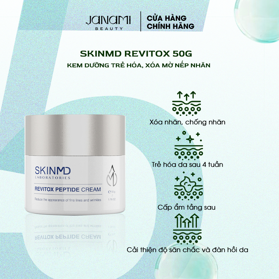 combo xóa nhăn mờ nám SKINMD PURE WHITENOL SERUM 50ml và SKINMD REVITOX PEPTIDE CREAM 50g cải thiện độ săn chắc và đàn hồi, trẻ hóa da