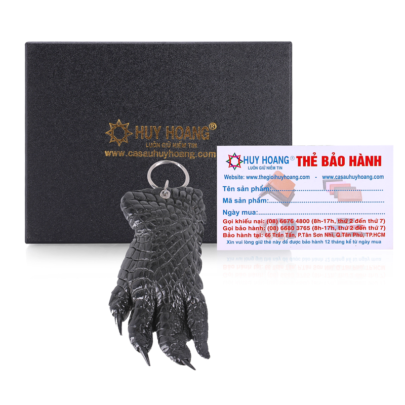 Móc khóa da cá sấu nguyên con màu đen, nâu đất, nâu đỏ, vàng bò HT8271-72-73-74