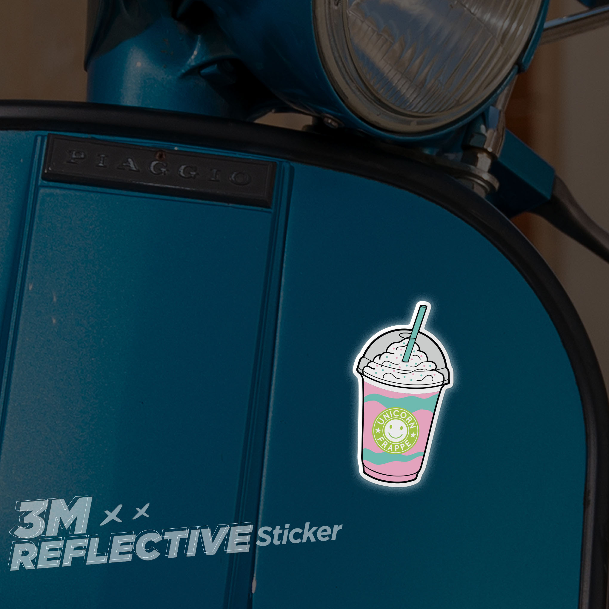 UNICORN MILK TEA 3M - Reflective Sticker Die-cut Hình dán phản quang thương hiệu STICKER FACTORY