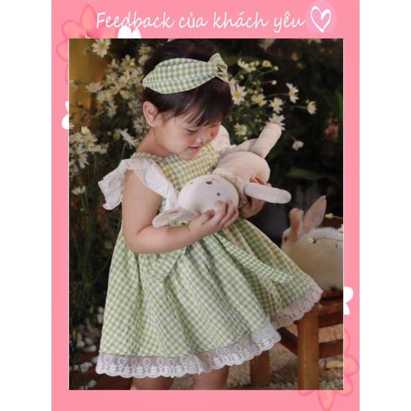 Váy trẻ em ̣̆ LINA KIDS- Váy THIẾT KẾ CHO BÉ GÁI- VÁY CARO XANH NGỌC