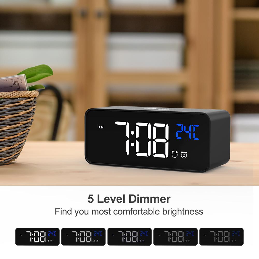 3 trong 1 Đồng hồ báo thức bàn đèn LED kỹ thuật số nhiệt kế 15W Bộ sạc không dây với Qi không dây Sạc điện báo động điện báo động